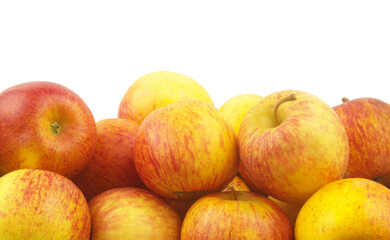Ripe yellow-red apples isolated on white background	