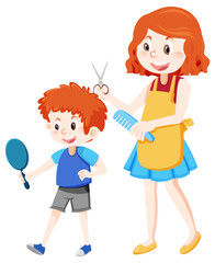 Hairdresser making boy hair style