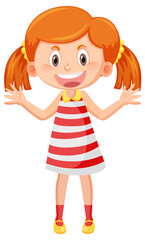 Cheerful girl with greeting gesture