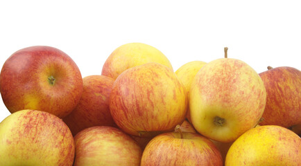 Heap of many ripe apples isolated on white background	