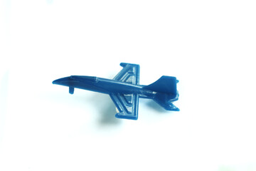 Toy plane. Children's toy airplane isolated on white background. Plastic toy airplane on white background