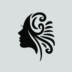 Beauty hair salon and spa logo with portrait illustration of a beautiful woman