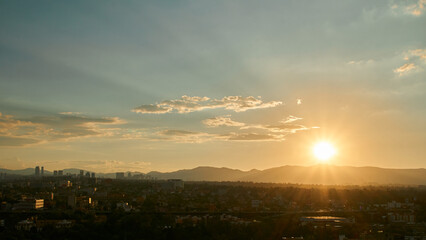 amazing panoramic photo at sunset