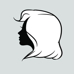 Beauty hair salon and spa logo with portrait illustration of a beautiful woman