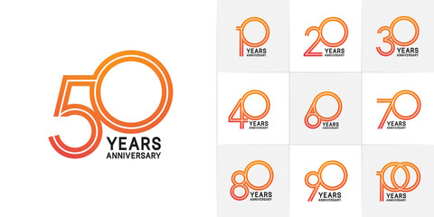set of anniversary premium collection orange and black color can be use for celebration event