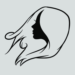 Beauty hair salon and spa logo with portrait illustration of a beautiful woman