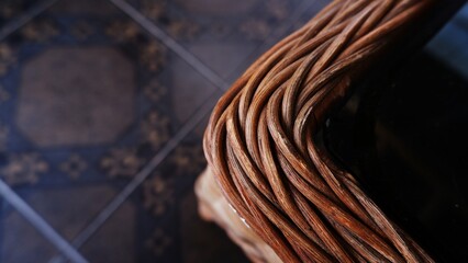 texture of rattan table. vintage table. close up photo