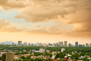 panoramic view of mexico city with an incredible sky
