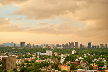 panoramic view of mexico city with an incredible sky