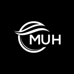 MUH letter logo design on black background. MUH  creative initials letter logo concept. MUH letter design.