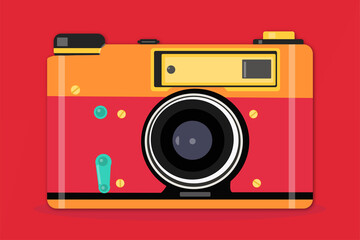 analog camera illustration vector in flat design style