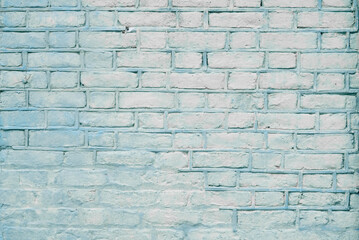 Cool blue textured brick background. Rough vintage architecture texture.