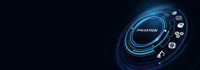 Evaluation Performance quality assessment business technology internet concept. 3d illustration