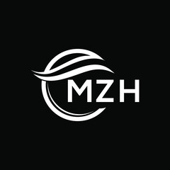 MZH letter logo design on black background. MZH  creative initials letter logo concept. MZH letter design.