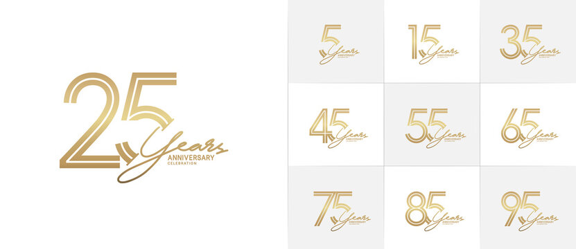 set of anniversary premium collection golden color can be use for celebration event