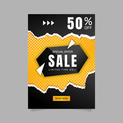 Gradient abstract vertical sale poster template. -  Vector.