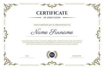 Elegant certificate with frame template. - Vector.