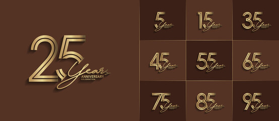 set of anniversary premium collection golden color can be use for celebration event