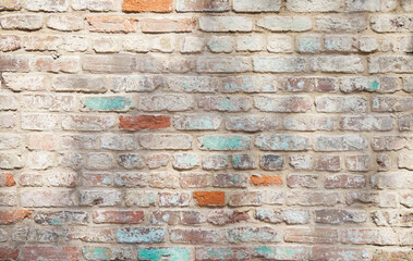 Painted brick wall texture background. White and blue overlay