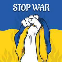 fist hand stop war in ukraine illustration