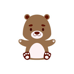 Cute little sitting otter. Cartoon animal character design for kids t-shirts, nursery decoration, baby shower, greeting cards, invitations, bookmark, house interior. Vector stock illustration