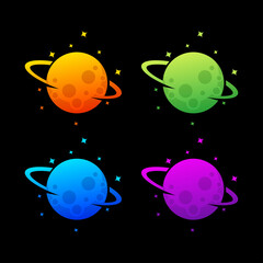 planet saturn icon gradient logo design © soepratman