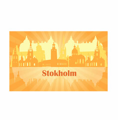 Obraz premium silhouette of the city of stockholm in yellow, the color of the coat of arms