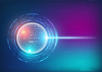 Abstract technology sphere with circuit lines diagram. The planet with the circuit board surface. Vector illustration EPS10.