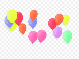 Balloons Colorful Set , on the transparent background. Vector Illustration