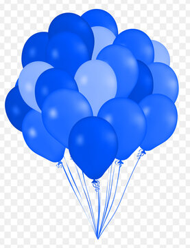 Vector Dark Blue Balloons, Birthday Decoration Isolated On Transparent Background