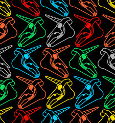 Unicorn skull pattern seamless. Magic horse with horn cranium background. Vector texture