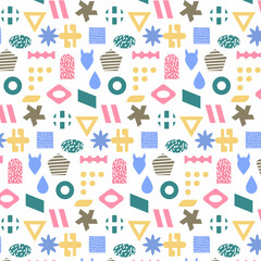 Seamless pattern of simple colored geometric elements. vector illustration
