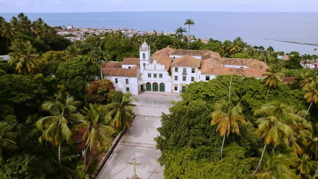 Aerial view of a church in the city of Olinda.