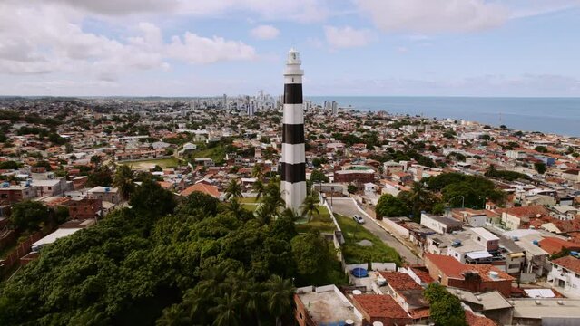 Aerial view of Olinda Lighthouse, Olinda, Pernambuco, Brazil
