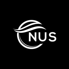 NUS letter logo design on black background. NUS  creative initials letter logo concept. NUS letter design.