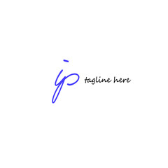 Initial Letter ip Logo - Handwritten Signature Logo