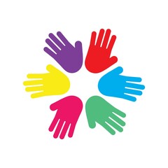 Fototapeta premium Hand and Child care icon template vector