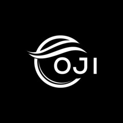 Obraz premium OJI letter logo design on black background. OJI creative initials letter logo concept. OJI letter design.