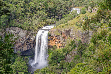 Fototapeta na wymiar Ebor Falls is a spectacular double waterfall on the Guy Fawkes River - Dorrigo, NSW, Australia