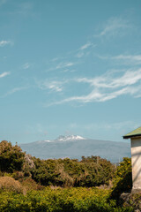 Hallasan Mountain and Hahyo-dong countryside village in Jeju island, Korea