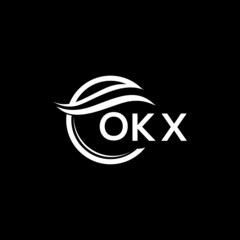OKX letter logo design on black background. OKX  creative initials letter logo concept. OKX letter design.