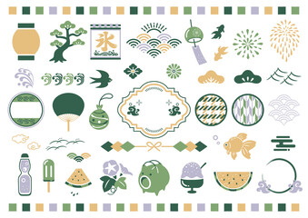 夏の和風、和柄フレーム