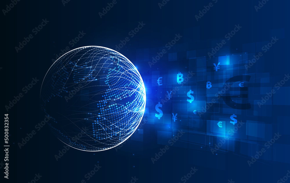 Wall mural money transfer. global currency. stock exchange. stock vector illustration.