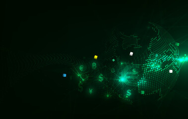 Money transfer. Global Currency. Stock Exchange. Stock vector illustration.