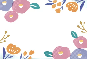 Deurstickers simple frame with many flowers © ユキ