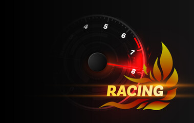 Obraz premium Speed motion background with fast speedometer car. Racing velocity background.