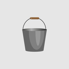 Tin Bucket icon, flat style. - Vector