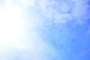 青空と白い雲と太陽の光条