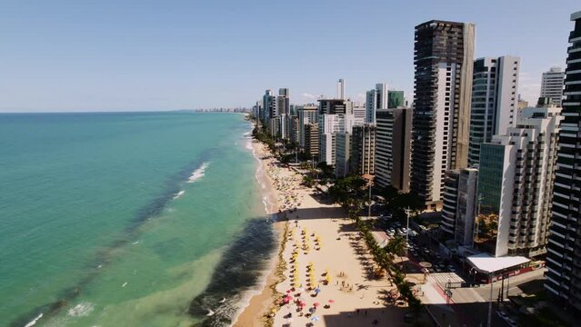 Aerial view of "Boa Viagem" beach in Recife, capital of Pernambuco, Brazil.