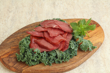 Sliced dried duck breast magret